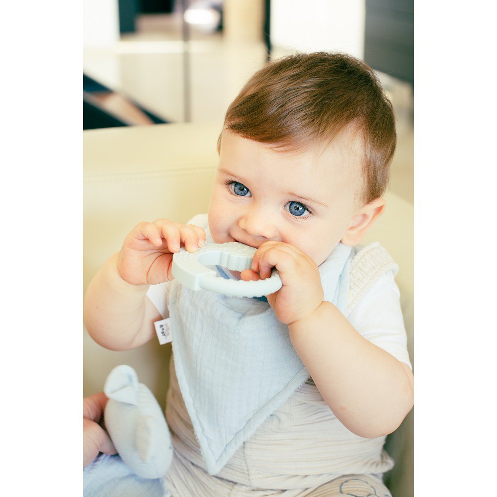 SET DOUDOU + BANDANA + Bijtring - MOD. OSO - BLAUW/GRIJS