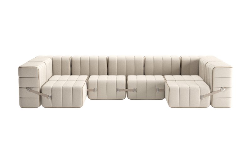 Curt-Set 15 - e.g. Flexible U-shaped sofa - Sera - Calla (White / Beige)