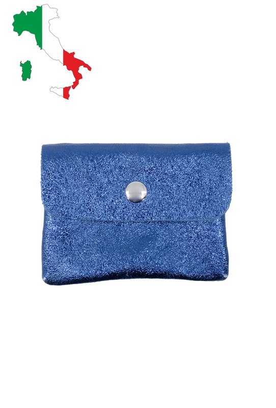 Monedero pequeño de piel iridiscente metalizada con purpurina ITP1058