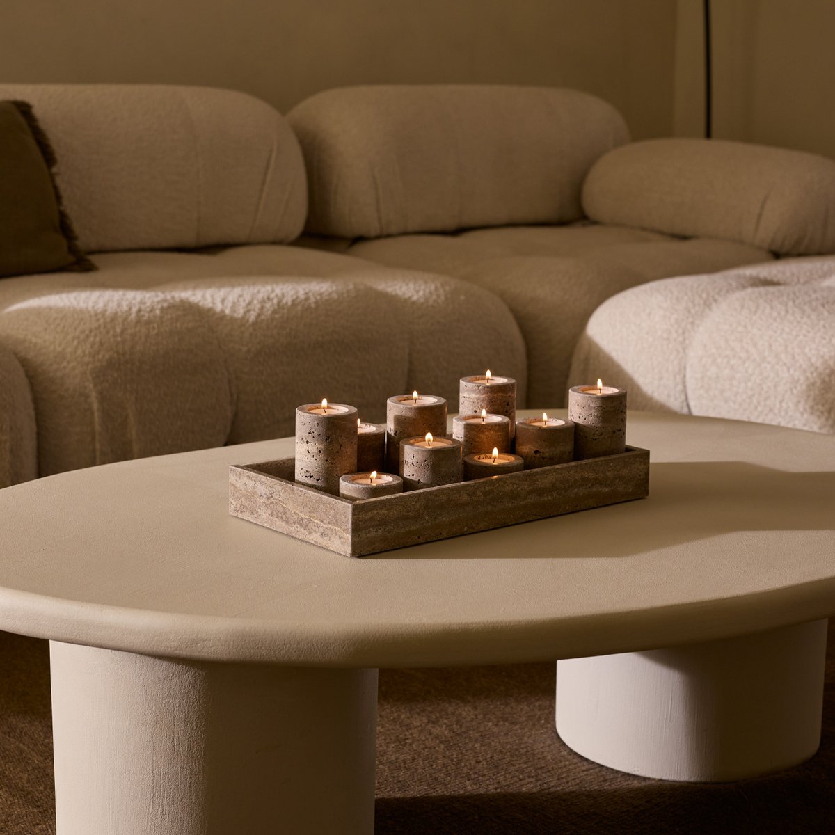 Totan Travertine Tea Light Herber M Ø6x7cm
