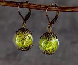 Orecchini di vero muschio - Orecchini di piante di muschio verde islandese - VINOHR-17