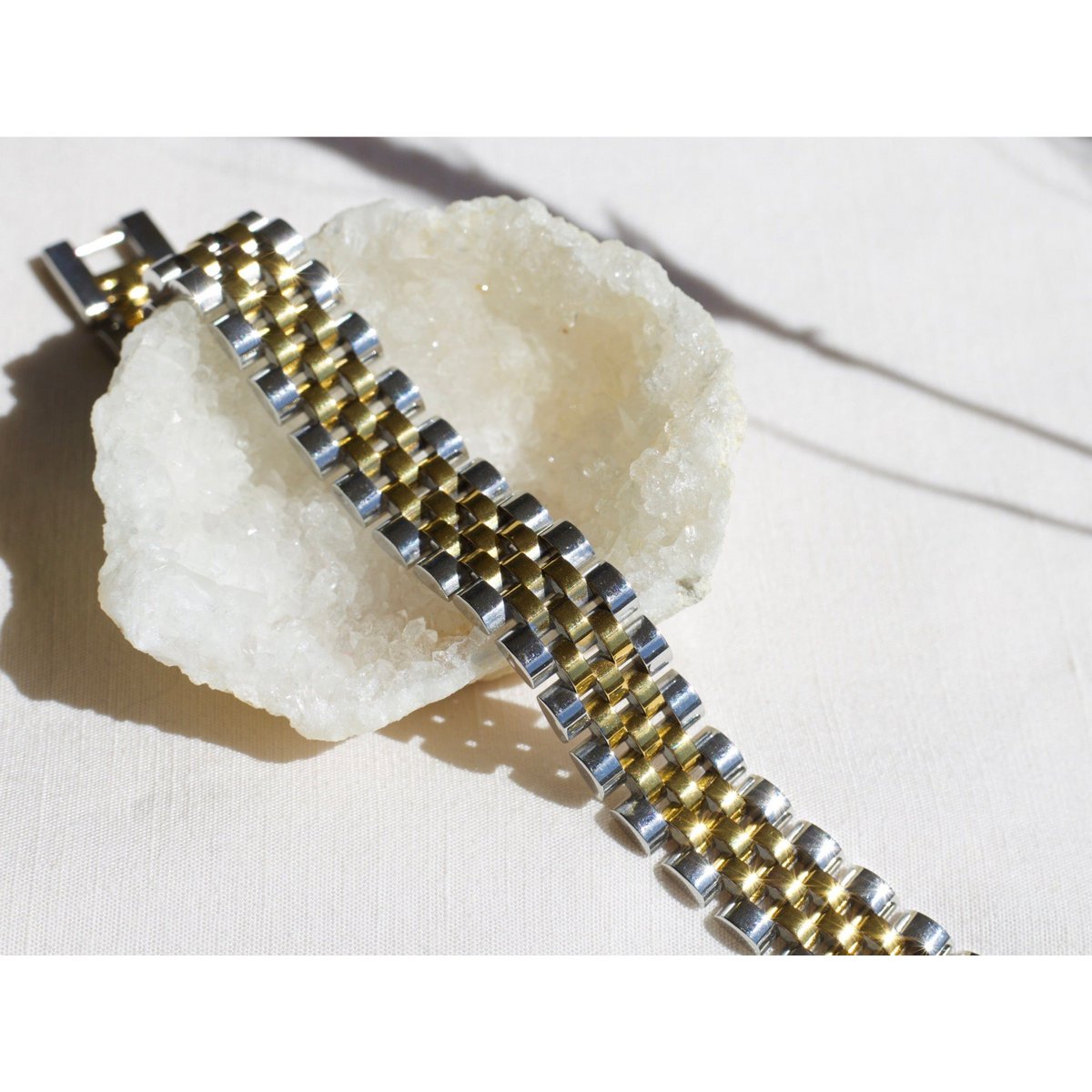 Yura - Woven Gold Silver Watch Chain Bracelet