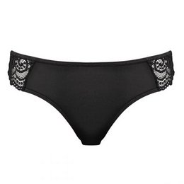 Black lace-trimmed slip with S/M and L/XL size options. Comfortable and stylish lingerie bottom.