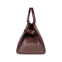 RB1032X | Borsa a Mano Donna FRIDA in Vera Pelle Made in Italy. Accessori in metallo Oro Lucido - Colore Bordeaux - Dimensioni: cm 43 x 29 x 24 + 12 (Luce manici)