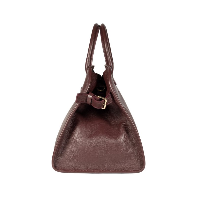 RB1032X | Borsa a Mano Donna FRIDA in Vera Pelle Made in Italy. Accessori in metallo Oro Lucido - Colore Bordeaux - Dimensioni: cm 43 x 29 x 24 + 12 (Luce manici)