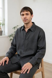 Graues Leinenhemd für Herren