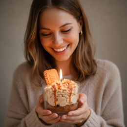 Vela de postre gourmet LAVURI LOTUS BISCOFF, espuma de cera de soja y decoración detallada, bio vegana de Europa, hecha a mano en Portugal