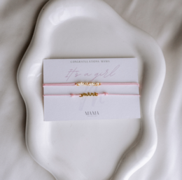 Det er en pige / det er en dreng Mama & Mini Armband Geburtsgeschenk Limited Edition