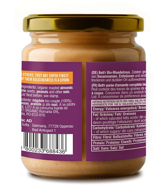 Almond Butter, organic, Bett'r, 250g