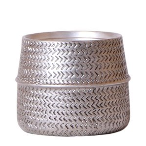 Kolibri Home | Groove Flowerpot - Silver Ceramic Sierpot - Ø9cm