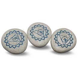 Pebble - Engraved River Stone 5th Chakra light blue
