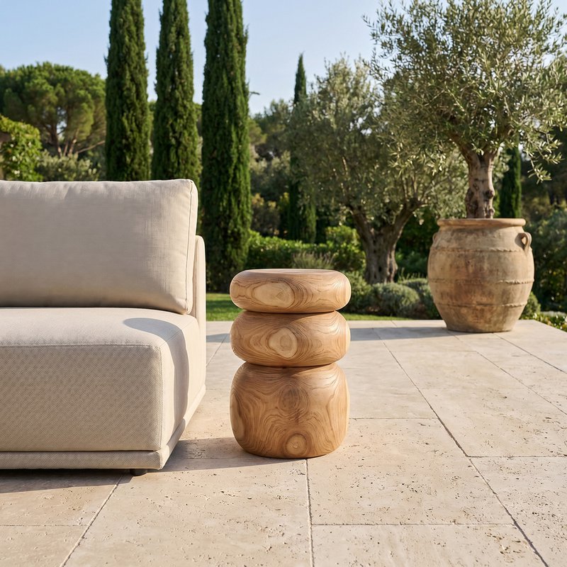 Tao teak sidebord/skammel - 35x35x45 cm