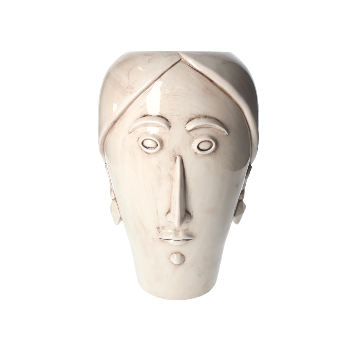Antike weiße Frauenkopfvase, hergestellt in Italien, H 36 x Ø 24 cm