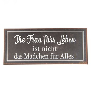 Textplatine 30x13 cm braune weiße Metallwandplatte