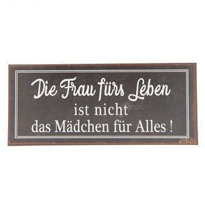 Textplatine 30x13 cm braune weiße Metallwandplatte