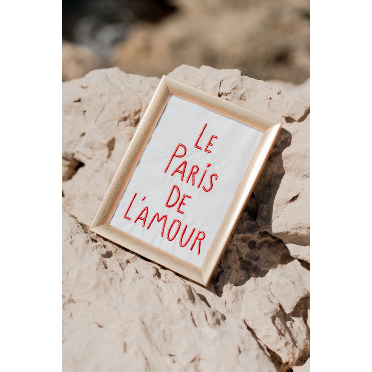 Paris in embroidered cotton frame