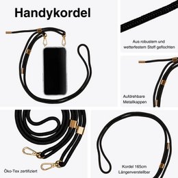 Cadena para teléfono móvil Cordón Noa Pro negro con oro o plata
