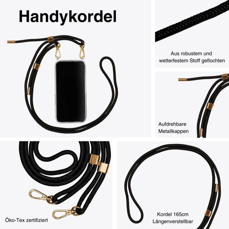 Mobiltelefon kædesnor Noa Pro sort med guld eller sølv