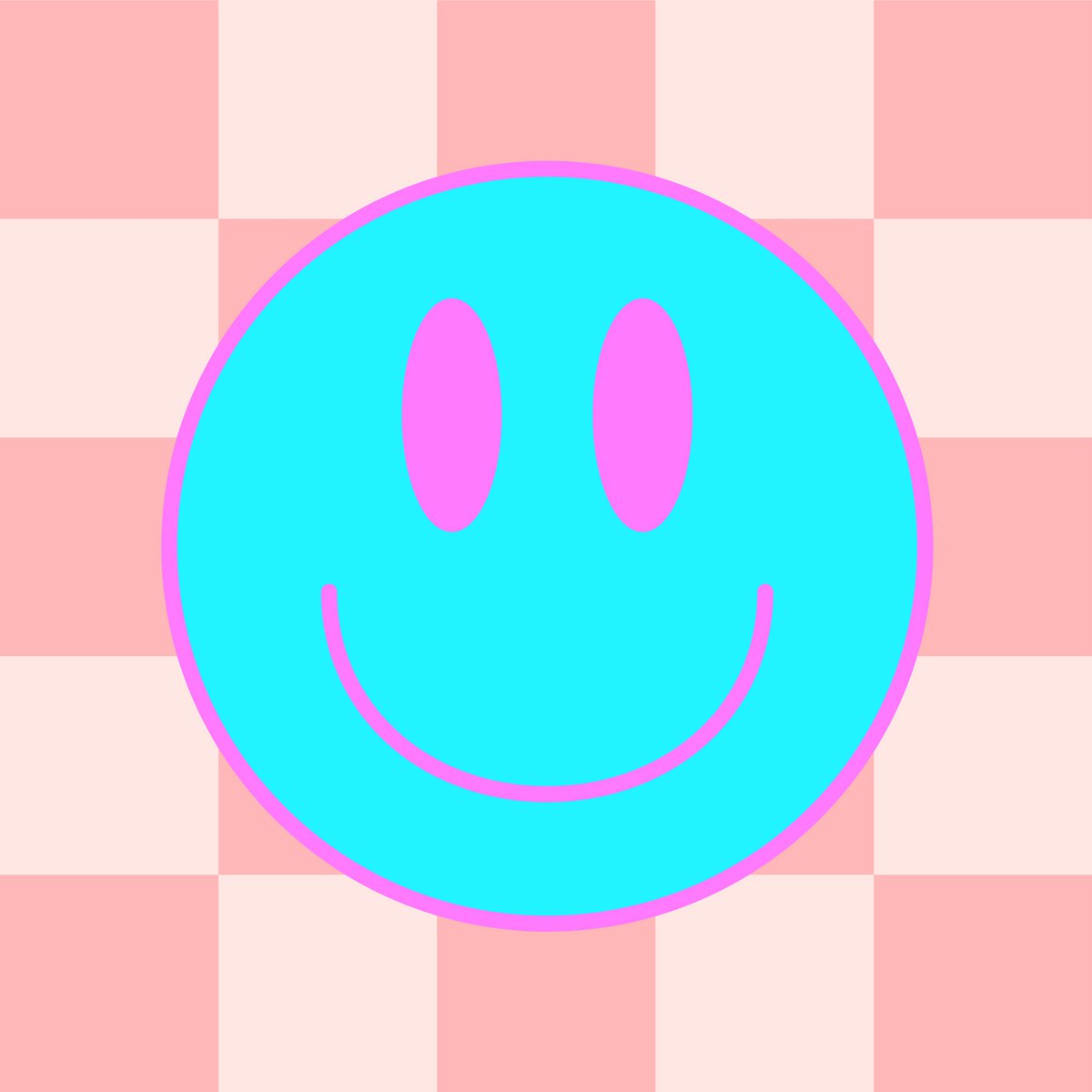 Forex tegeltje 10x10cm - Smiley blauw roze - #101030085