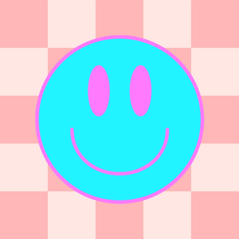 Forex Tile 10x10cm - Smiley blu rosa - %231030085