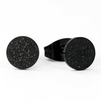 Platte oorknopjes met zwarte diamanten