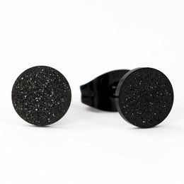 Platte oorknopjes met zwarte diamanten