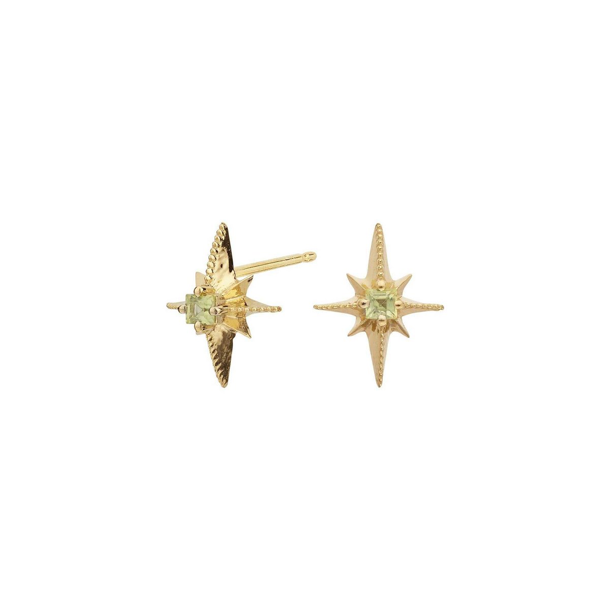 Peridot compass rose earrings