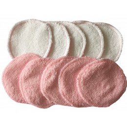 Set of 10 bamboo make-up removal discs, color - pink-white
