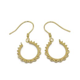 "Gold-tone hoop earrings with a delicate, scalloped design. Suitable for casual or formal wear."