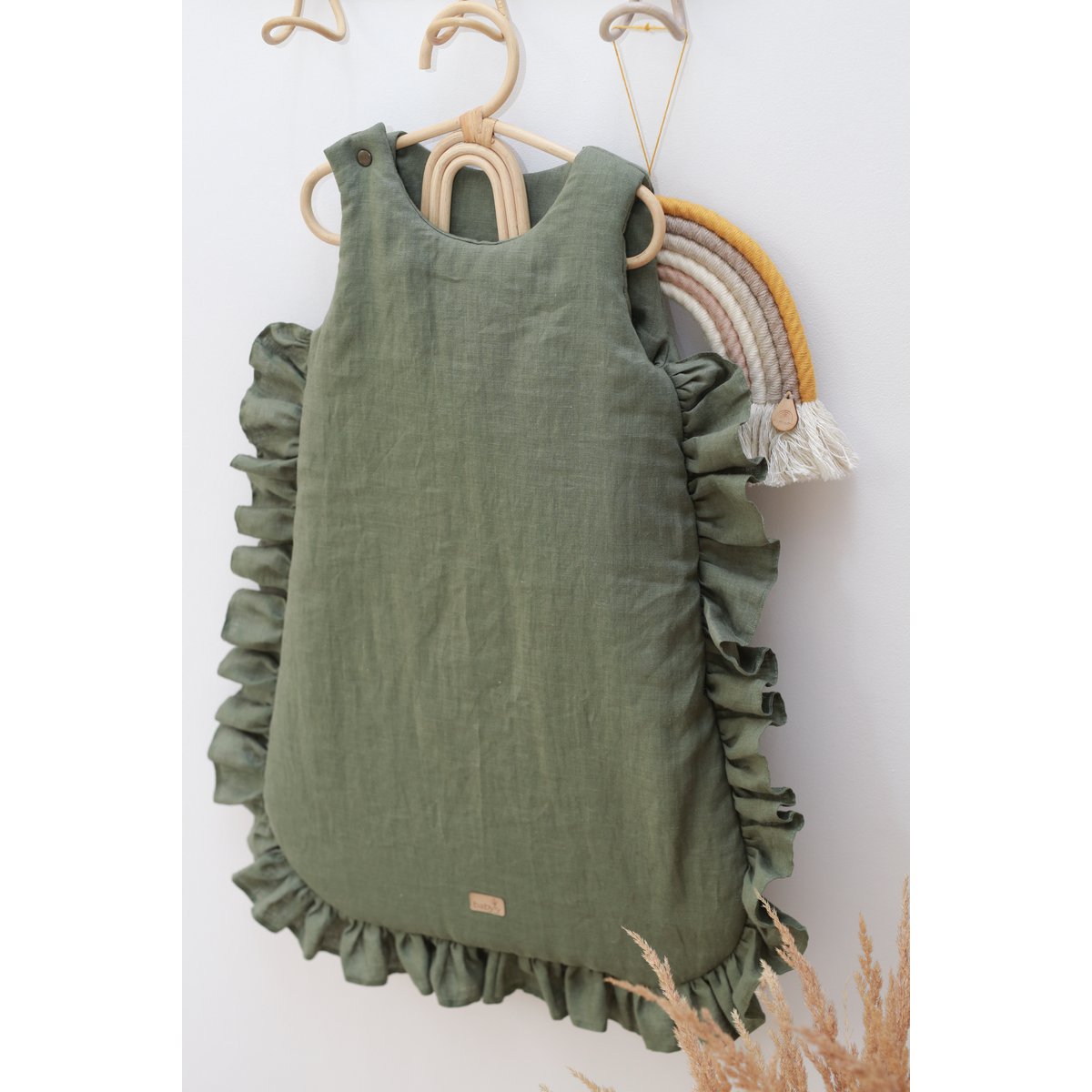 linnen babyslaapzak met ruches, babyslaapzak met ruches zomer 1 TOG, 1,5 TOG, 2,5 TOG