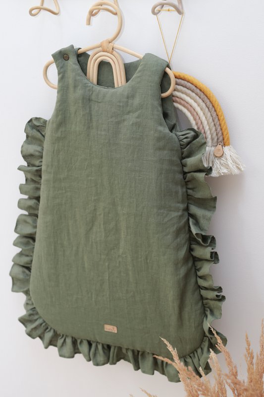 Babyschlafsack aus Leinen mit Rüschen, Babyschlafsack mit Rüschen Sommer 1 TOG, 1,5 TOG, 2,5 TOG