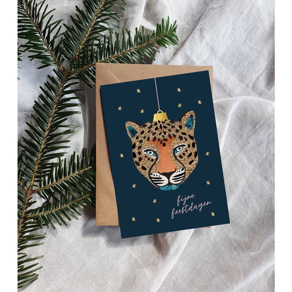 Weihnachtskarte - Grußkarte - Frohe Feiertage - Leopard