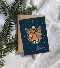 Cartolina di Natale - Biglietto di auguri - Buone vacanze - Leopardo