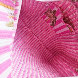 Blockprint schoudertas palmboom roze