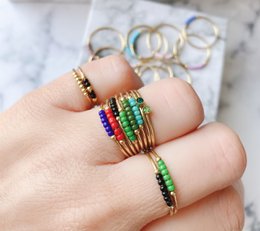 R0990 Angst Ring Palme SchwarzPerlen Vergoldet