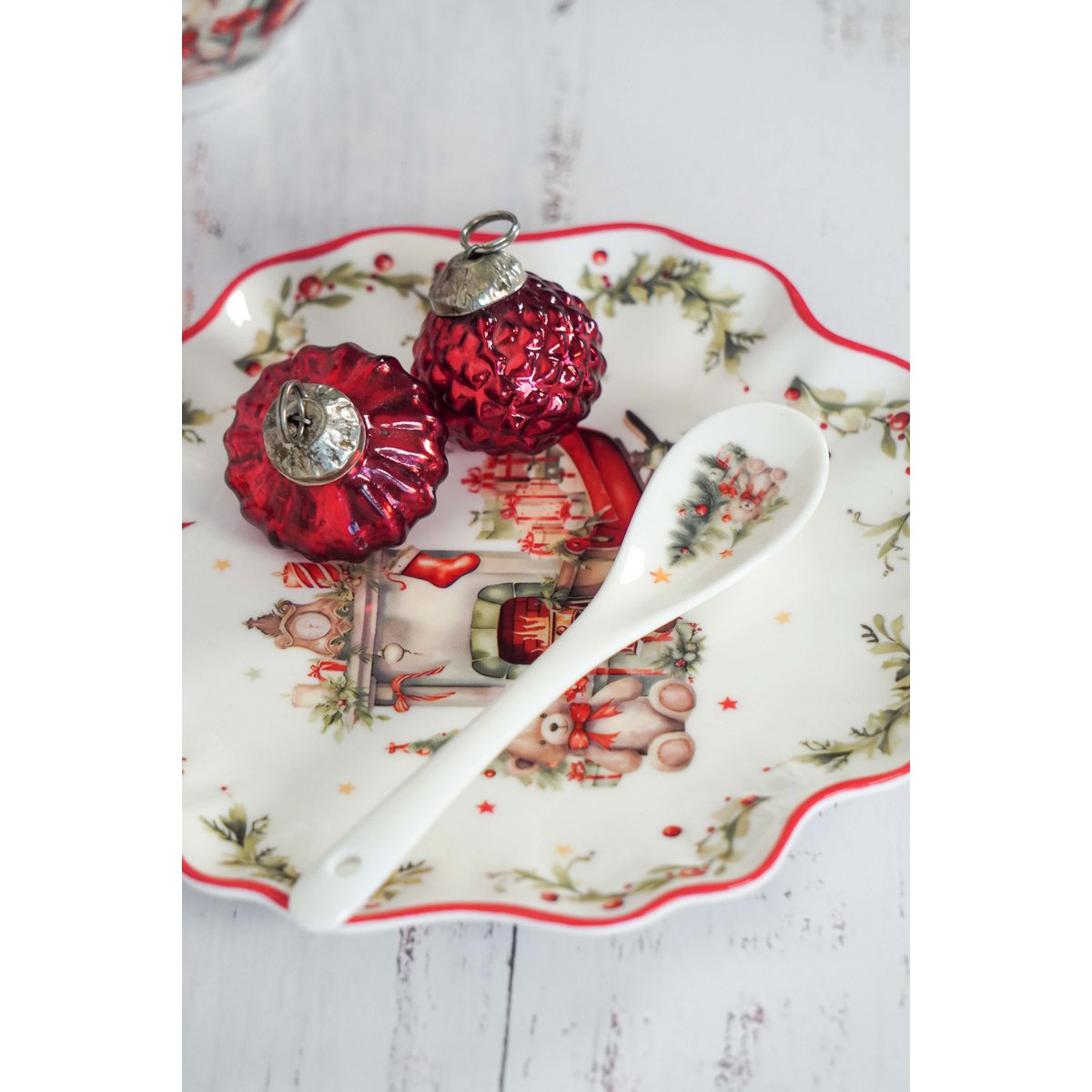 Cuillère en porcelaine Vintage Noël 13 cm Isabelle Rose