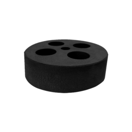 Black round vortex mixer module with four circular holes, cylindrical shape, professional skincare tool accessory.