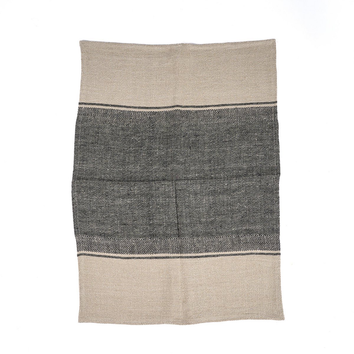 The Linen Moody Keukenhanddoek - Naturel Zwart - 50x70
