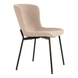 Maceda Dining Chair - Beige Bouclé, Black Legs - Set of 2