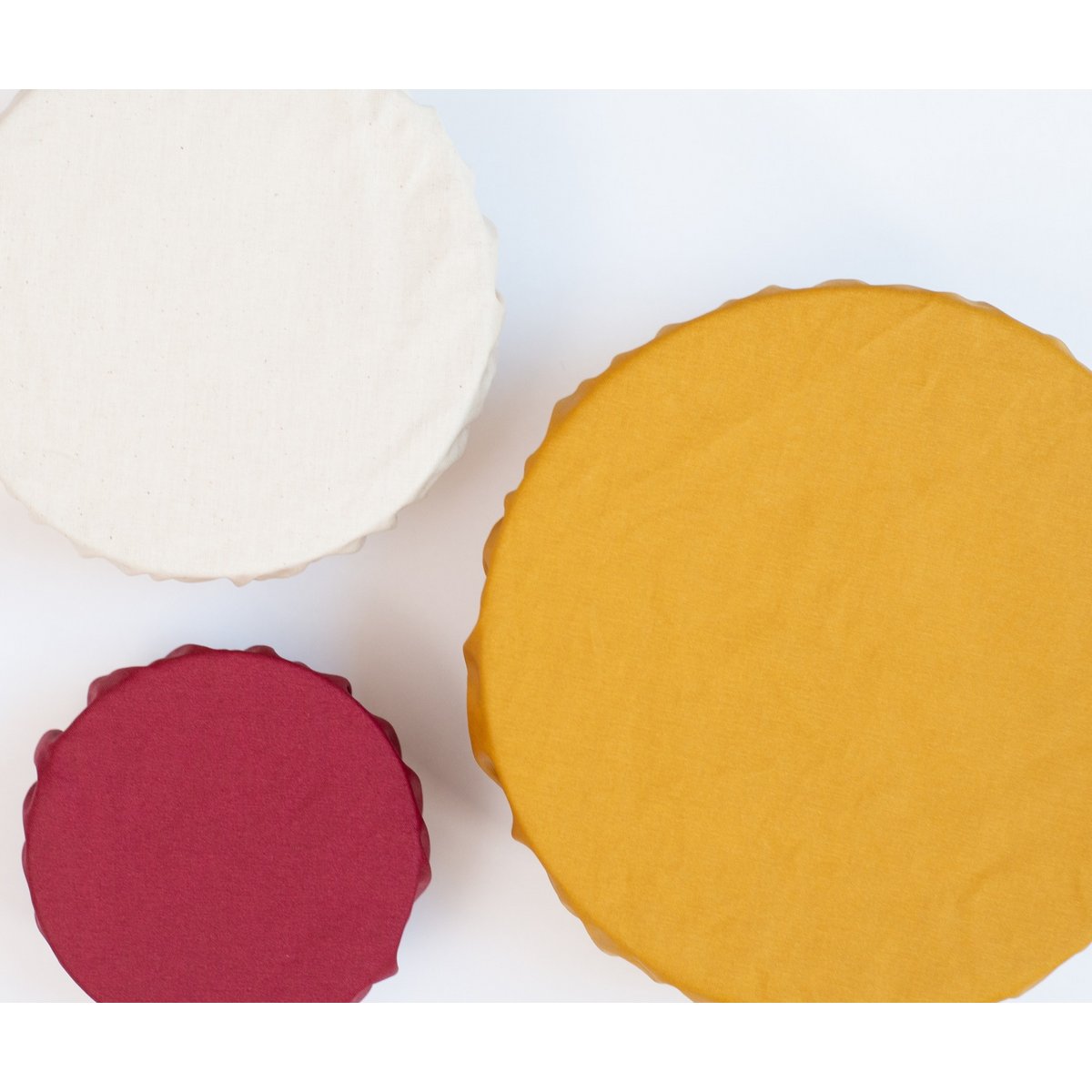 Set of 3 bowls cover - Burgundy / Yellow