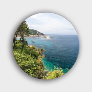 Muurcirkel "Italiaanse Kust met boten! Toscane Elba" | Wandcirkel