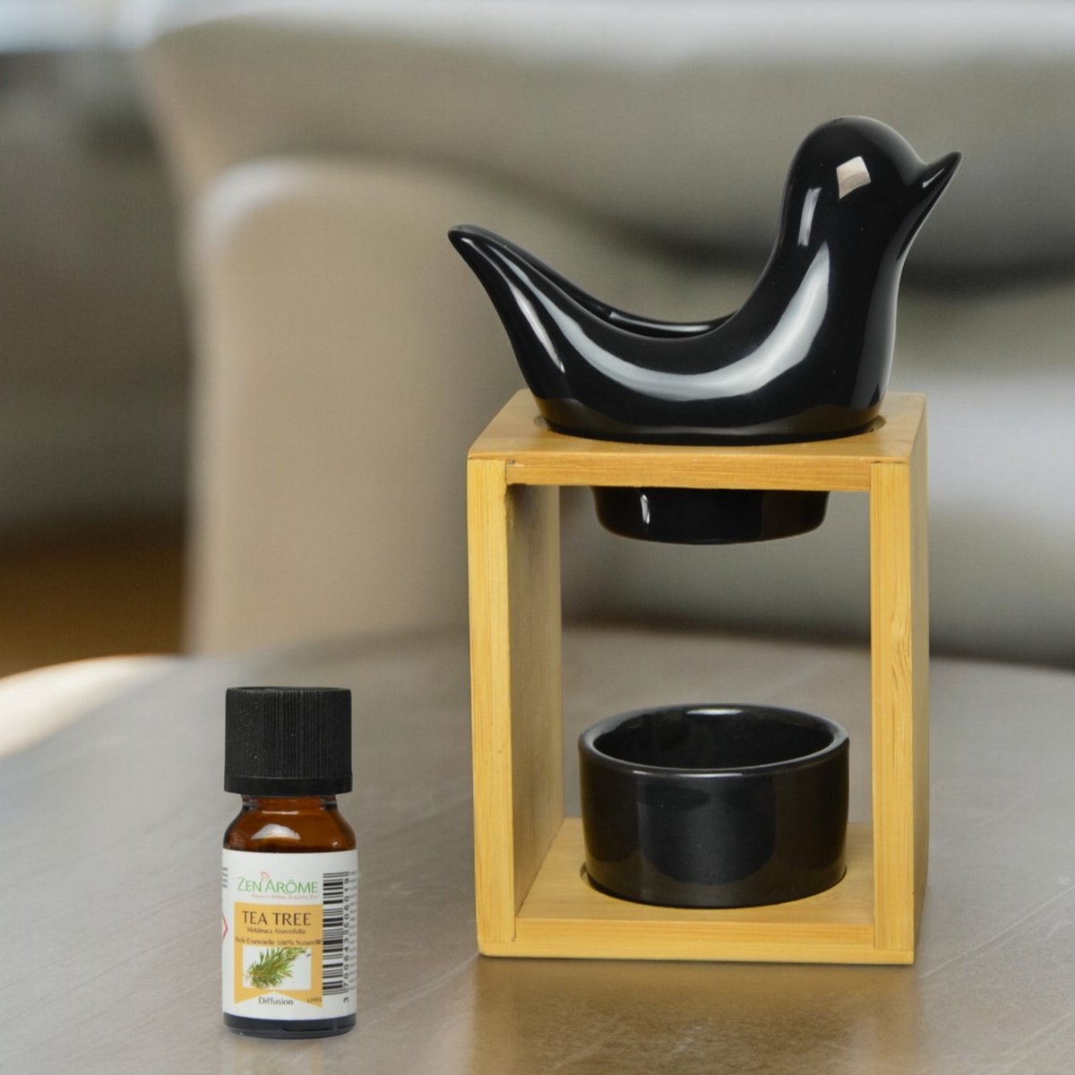 Brûle Parfum Série Naturea – Birdy Noir – Diffusion Huiles Essentielles, Cires Parfumées – Bougeoir Aromathérapie – Idée Décoration