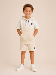 Funkle Camisa con capucha para niños – Degradado de color de blanquecino a beige
