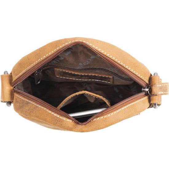 Borsa a tracolla a tracolla in pelle di bufalo colorata di cognac per uomini di arrigo - elegante copia della borsa