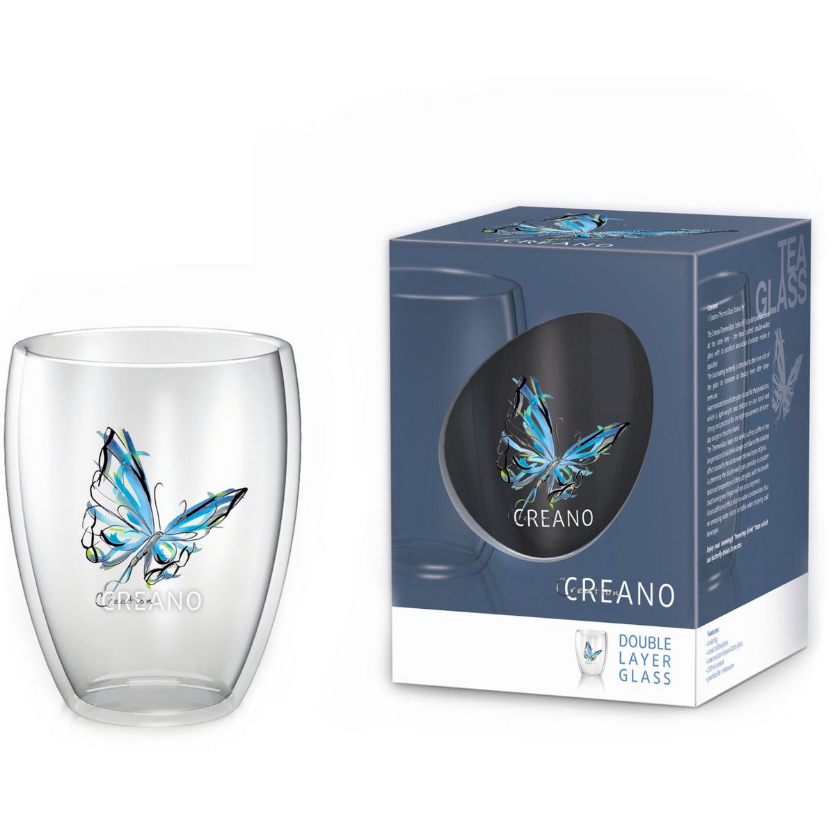 Creano Doppelwandglas Schmetterling 250ml 6er Set