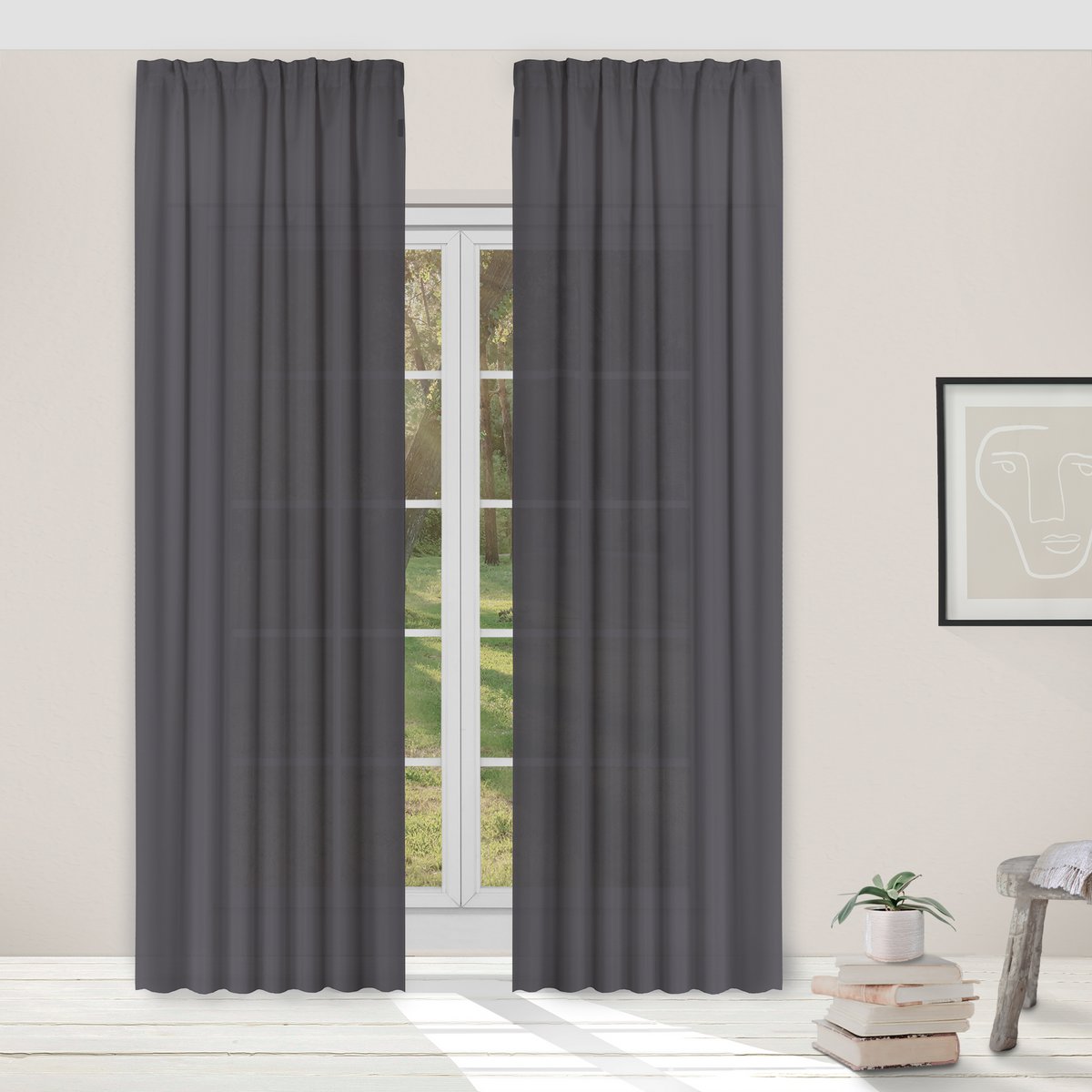 Light Guard Kant-en-Klaar Gordijn - Lichtdoorlatend - Lengte aanpasbaar - met ringen - 140x280cm 