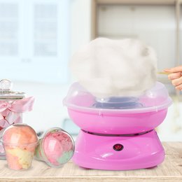 Máquina de algodón de azúcar para el hogar Máquina de algodón de azúcar Máquina de algodón de azúcar con palos y cuchara medidora Altura 18 cm 550 W para festivales infantiles, cumpleaños, fiestas rosa