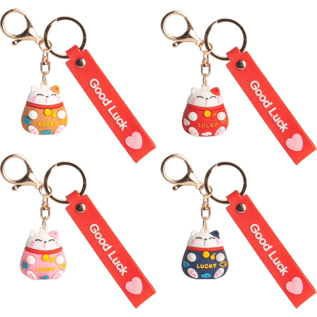 Edo Sleutelhanger Lucky Cat, 3x2,5cm, soft plastic, mix 12pcs