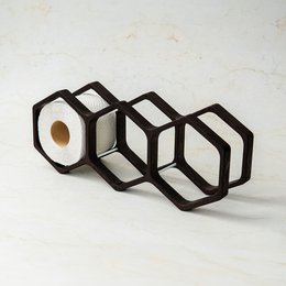 Geometric Wooden Bathroom Roll Holder, Honeycomb‑Inspired Rustic Bath Accessory, Perfect Gift for Housewarming or Home Décor