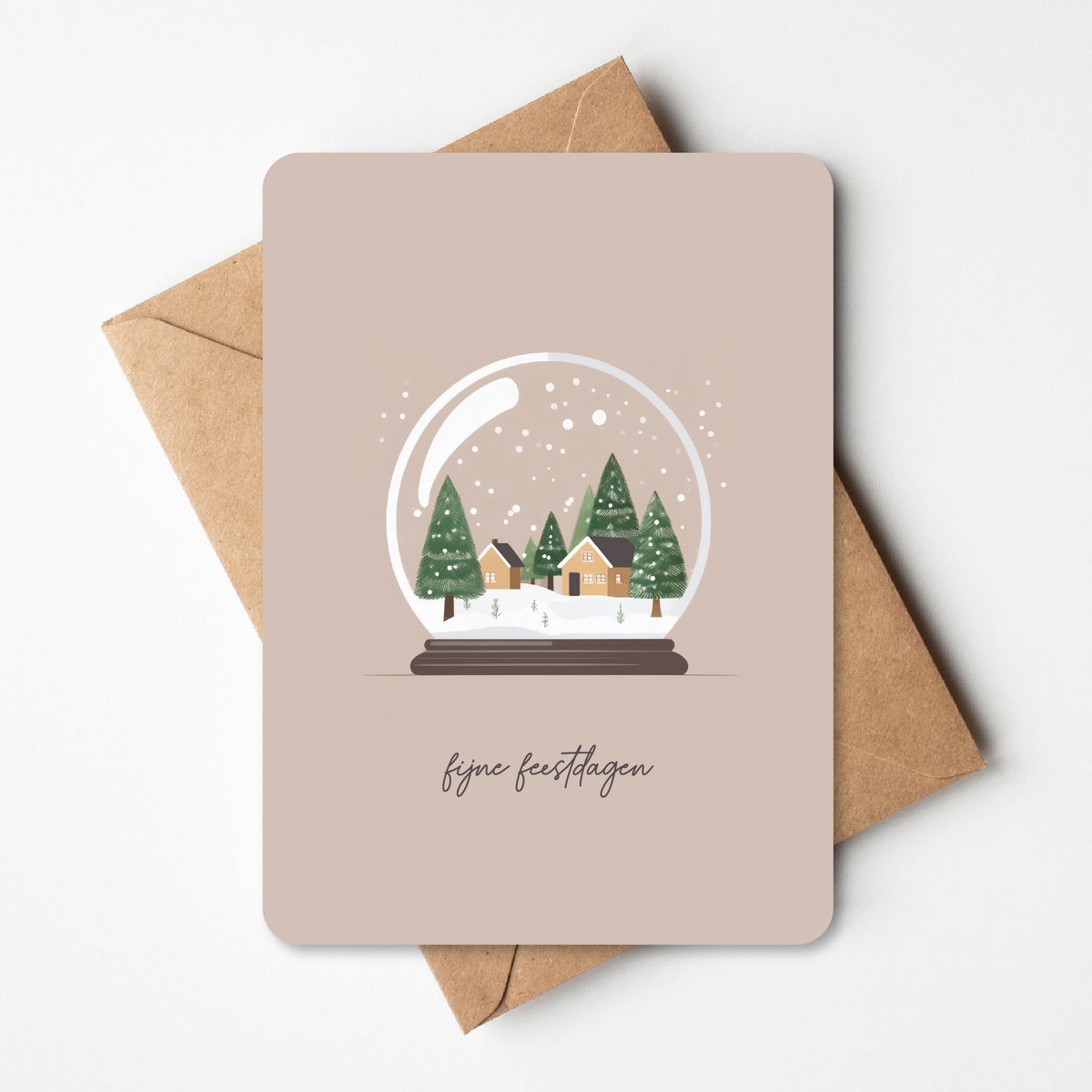 Weihnachtskarte | Schneekugel-Winterlandschaft